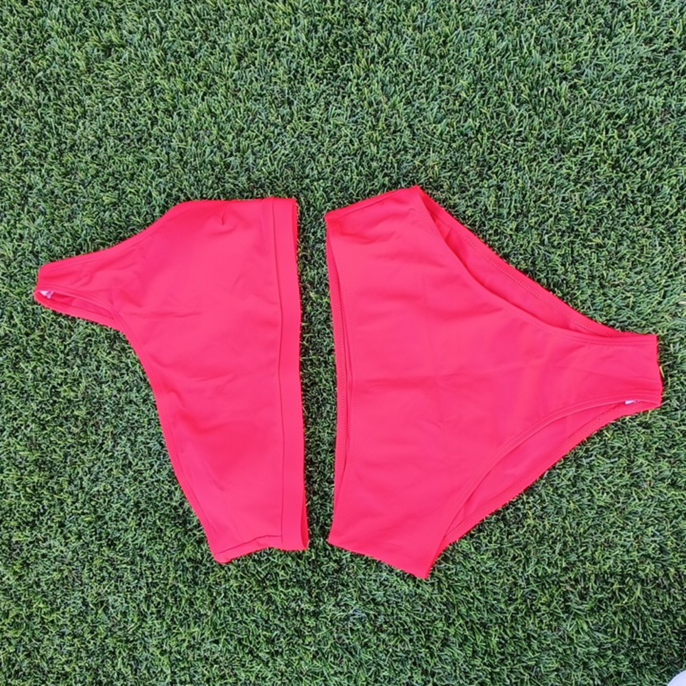 One Shoulder Swimsuit High Waisted Bikini Set Size S - Picture 4 of 5